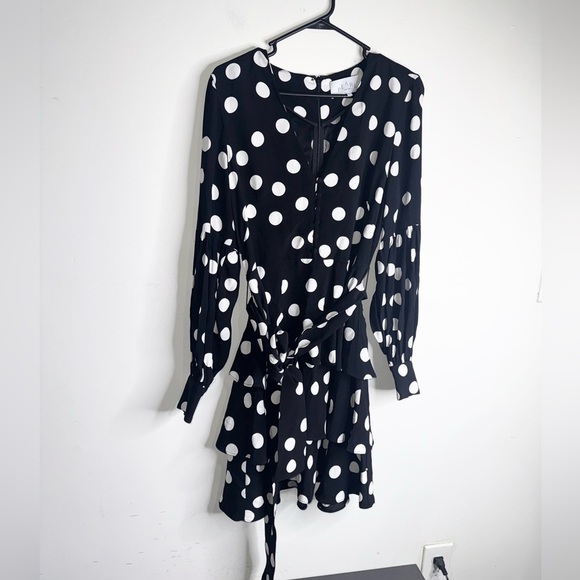 Pearl by Lela Rose Polka Dot Ruffle Skirt Mini Dress - Picture 1 of 7